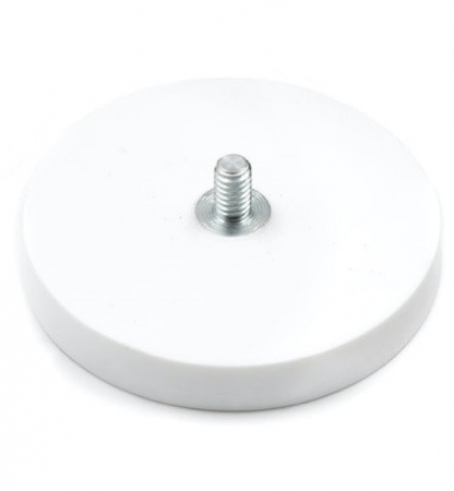 Magneti neodim - Magnet neodim oala cauciucat ALB D43mm cu filet exterior 
