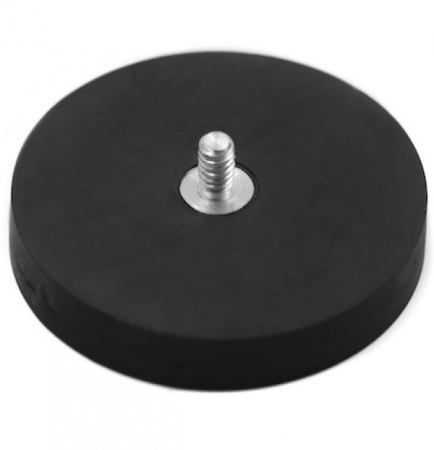 Magneti oala neodim - Magnet neodim oala cauciucat negru D66mm cu filet exterior