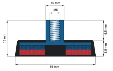 Magnet neodim oala cauciucat negru D66mm cu filet interior M5 [2]