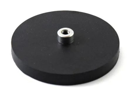 Magneti oala neodim - Magnet neodim oala cauciucat negru D66mm cu filet interior M5