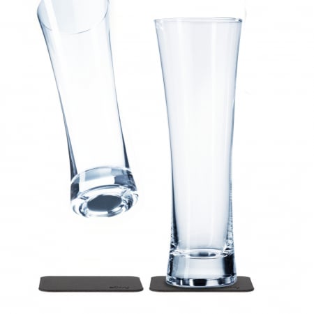 Pahare magnetice Silwy - Pahar de cristal magnetic BEER + suport – set de 2 buc.
