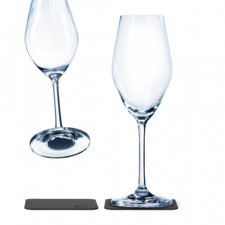 Pahare magnetice Silwy - Pahar de cristal magnetic CHAMPAGNE + suport – set de 2 buc.