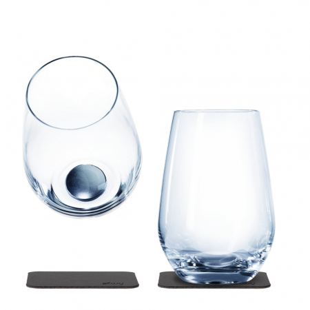 Pahare magnetice Silwy - Pahar de cristal magnetic LONGDRINK + suport – set de 2 buc.