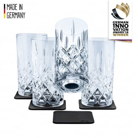 Pahare magnetice Silwy - Pahar de cristal magnetic LONGDRINK + suport – set de 4 buc.