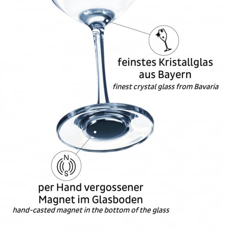 Pahar de cristal magnetic WINE BORDEAUX + suport – set de 2 buc. [2]