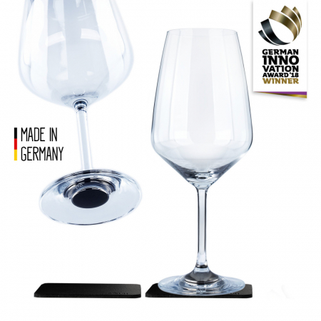 Pahare magnetice din cristal de Bavaria - Pahar de cristal magnetic WINE BORDEAUX + suport – set de 2 buc.