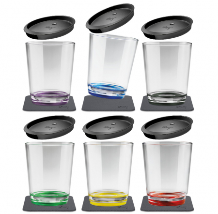 Pahare magnetice Silwy - Pahare de plastic magnetice, set de 6 buc+capace, multicolor