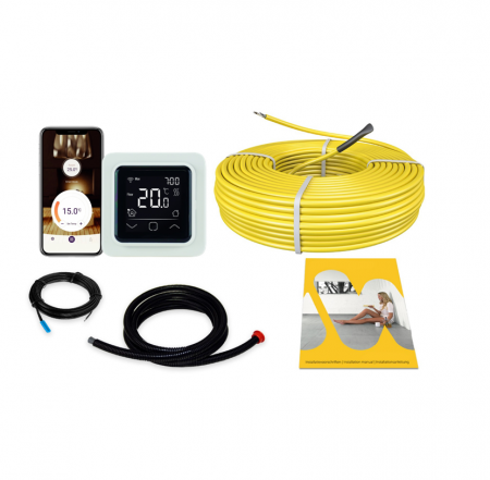 Kit cablu incalzire in pardoseala cu termostat WiFi programabil C16 - Kit cablu incalzire in pardoseala Magnum Heating 300 W - 17,6 m, pentru 2 mp cu termostat WIFI control C 16