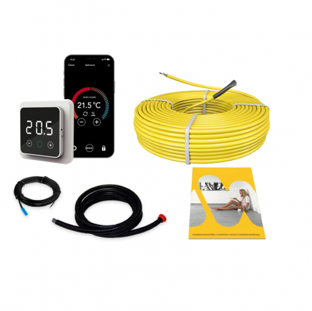 Kit cablu incalzire in pardoseala cu termostat WIFI control F32 - Kit cablu incalzire in pardoseala Magnum Heating 2100 W - 123,5 m, pentru 16 mp cu termostat WIFI control F 32