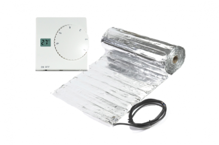 Incalzire in pardoseala electrica pentru lemn/parchet - Kit covor incalzire in pardoseala aluminiu 1 m² - 140 W cu termostat Analogic Standard control