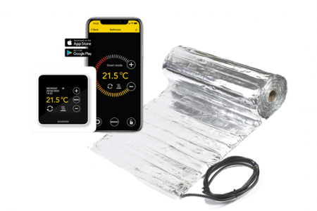 Kit covor aluminiu incalzire in pardoseala pentru parchet cu termostat MRC - Kit covor incalzire in pardoseala aluminiu 8 m² - 1120 W cu termostat MRC WIFI control