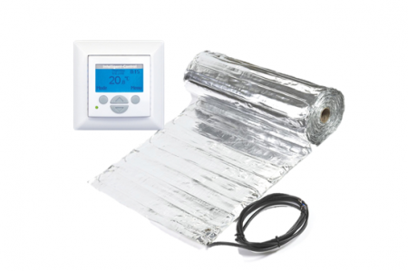 Kit covor aluminiu incalzire in pardoseala pentru parchet cu termostat Intelligent Control - Kit covor incalzire in pardoseala aluminiu 6 m² - 840 W cu termostat programabil  Magnum IC