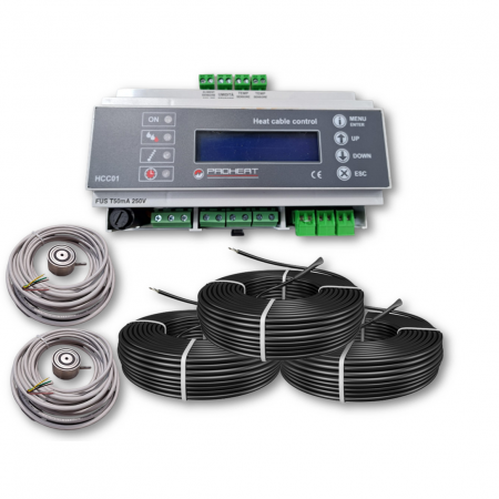 Kit degivrare cu 2 zone de control - Kit  degivrare 36m² putere constanta (3 x 2400w) montaj beton cu termostat 3 x 16A - 230 Volt, control 2 zona x  temperatura si Umiditate
