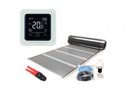Kit film carbon incalzire in pardoseala pentru parchet cu termostat C16 - Kit incalzire in pardoseala Film carbon 1m² - 120 W cu termostat WIFi control C 16
