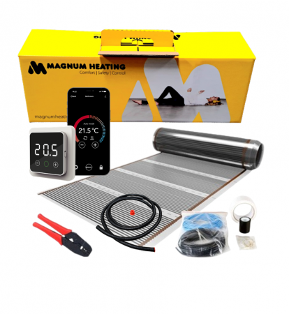Kit film carbon incalzire in pardoseala pentru parchet cu termostat F32 - Kit incalzire in pardoseala Film carbon 4m² - 480 W cu termostat WIFi control F 32