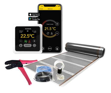 Kit film carbon cu termostat WIFI MRC - Kit incalzire in pardoseala Film carbon 9m² - 1080 W cu termostat MRC WIFI control