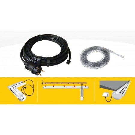 Kit cablu protectie Anti-Inghet jgheaburi si burlane cu stecher si termostat - MAGNUM Chit cablu protectie Anti-Inghet jgheaburi si burlane cu stecher si termostat 15 ml , 450 W