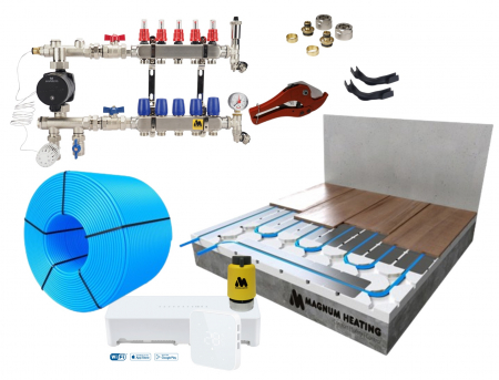 Pachet Full 90m² incalzire prin pardoseala cu agent termic sistem uscat pentru parchet, grosime 25 mm [0]