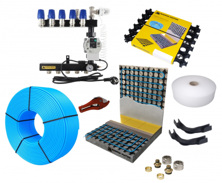 Pachet Standard 40m² incalzire prin pardoseala cu agent termic Magnum Heating, pentru sapa autonivelanta, grosime 12 mm, inclusiv pompa circulatie si grup mixare [0]