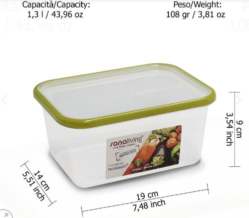Cutie de conservare alimente 19x14x9 cm  1,3L - SanaLiving [3]