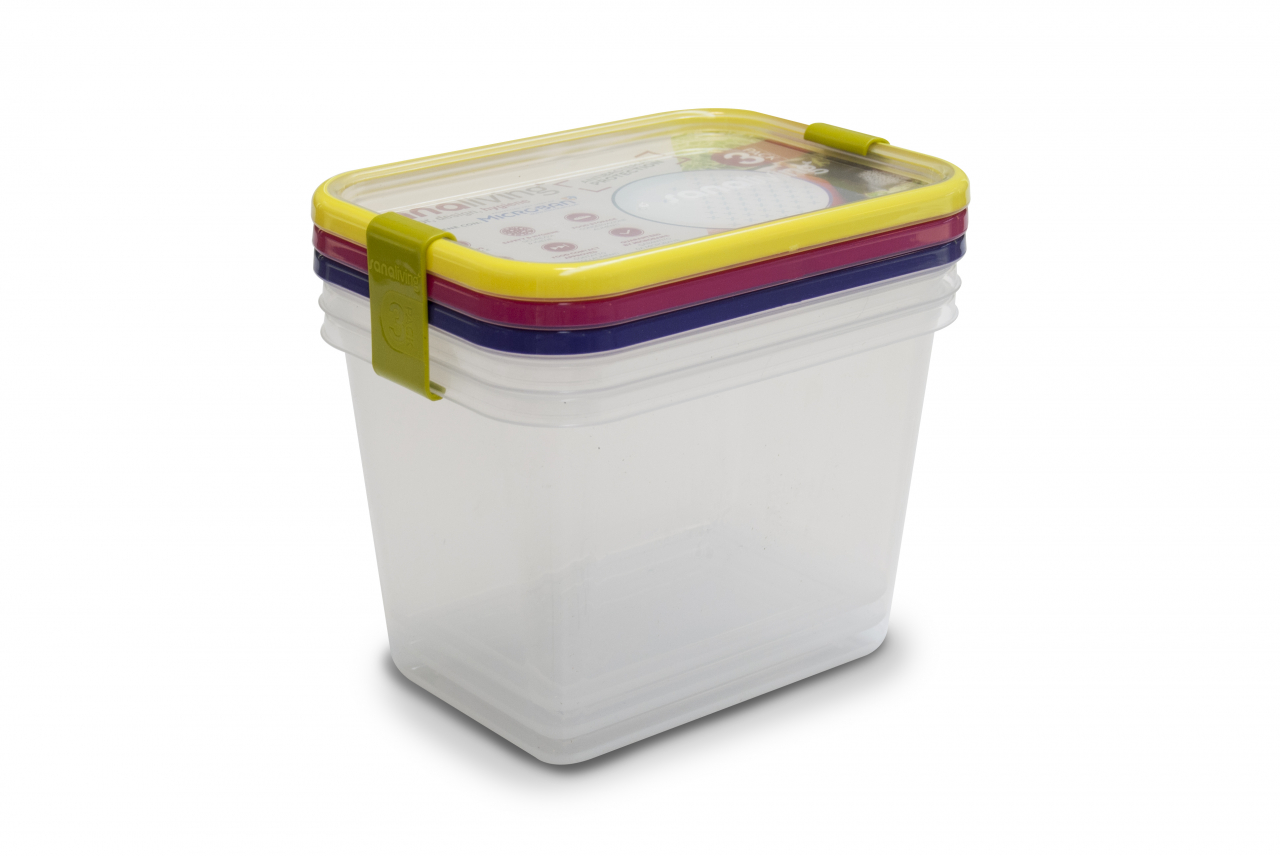Set 3 cutii de conservare alimente 19x14x13,5 cm - culori asortate (fuchsia-lime-violet)  - SanaLiving [1]