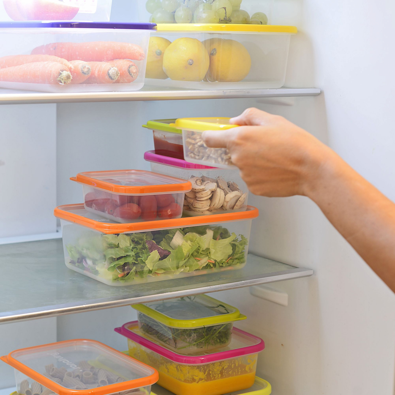 Set 3 cutii de conservare alimente 19x14x6,5 cm - culori asortate (fuchsia-lime-violet)  - SanaLiving [15]