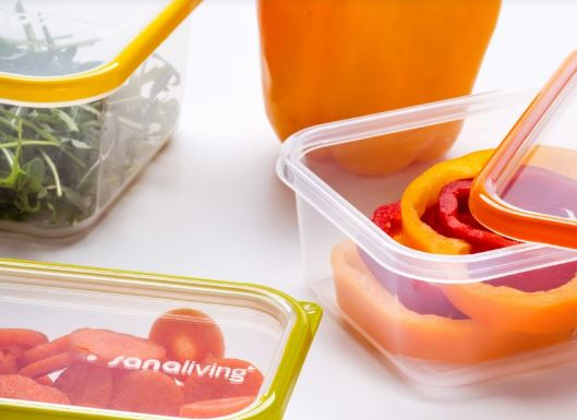 Set 3 cutii de conservare alimente 24x16,5x5 cm - culori asortate (fuchsia-lime-violet)  - SanaLiving [6]