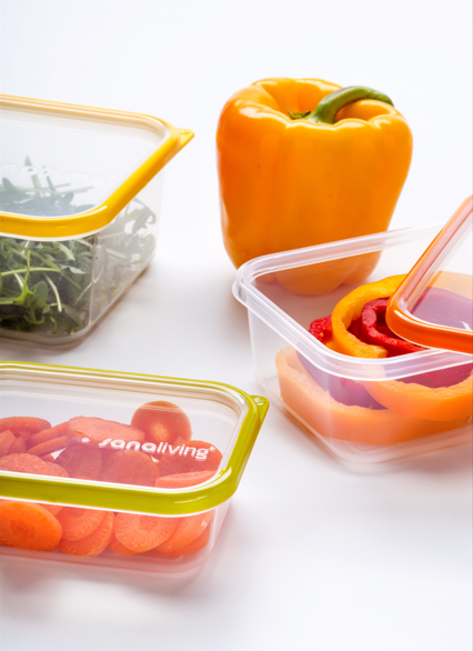 Set 3 cutii de conservare alimente 24x16,5x8 cm - culori asortate (fuchsia-lime-violet)  - SanaLiving [9]