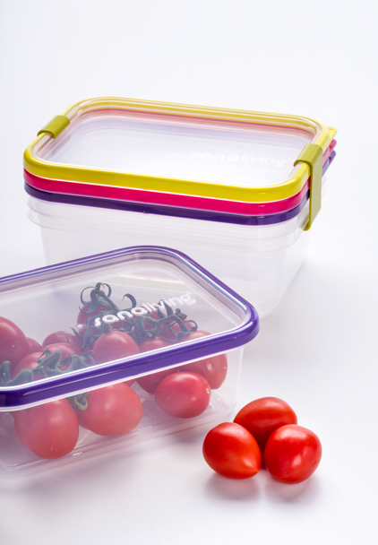 Set 3 cutii de conservare alimente15x11x5 cm - culori asortate (fuchsia-lime-violet)  - SanaLiving [11]