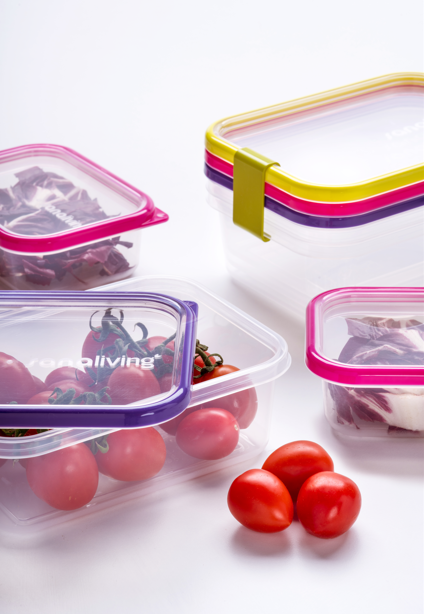 Set 3 cutii de conservare alimente15x11x5 cm - culori asortate (fuchsia-lime-violet)  - SanaLiving [9]