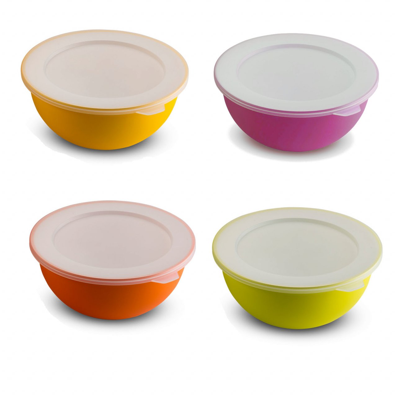 Set 4 boluri cu capac d.13 cm - culori asortate (portocaliu-fucsia-galben-verde) - SanaLiving [1]