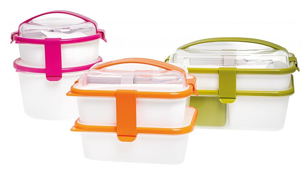 Set cutie de prânz YOUNG cu toartă şi tacâmuri 20x14,5x15,5 cm (1L+1L) - SanaLiving [6]