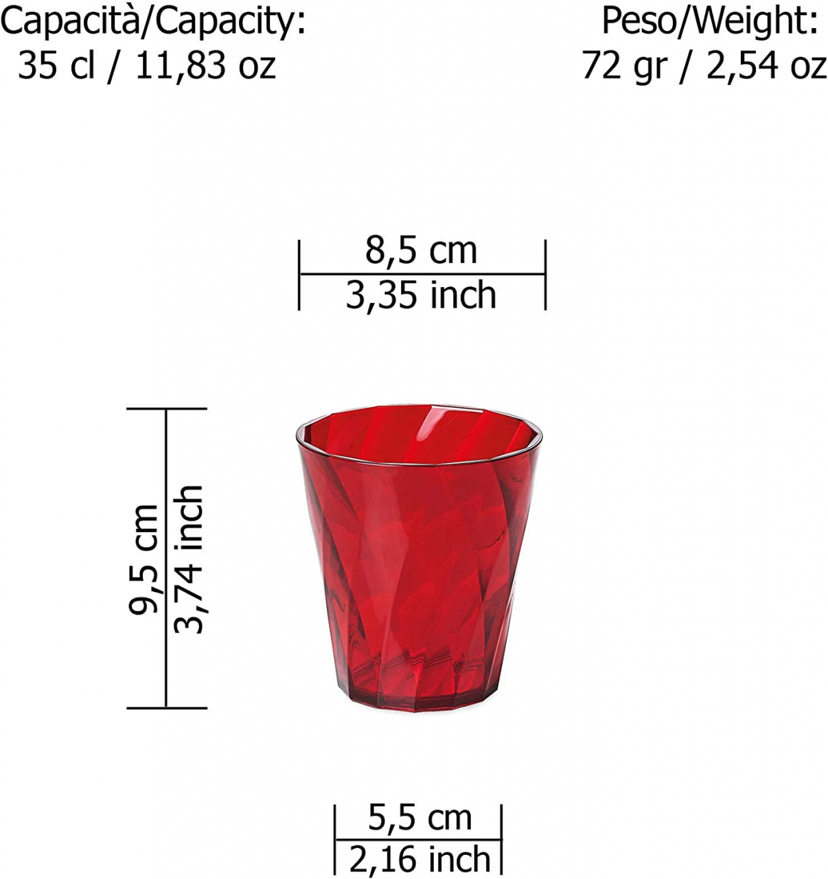 Set de 4 pahare ø8,5xh9,5 cm  35cl - DIAMOND [3]