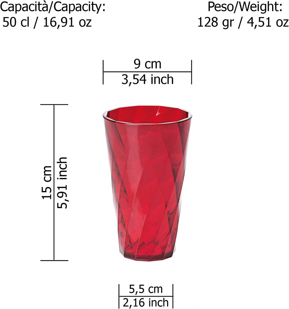 Set de 4 pahare ø9xh15 cm 50cl - DIAMOND [2]
