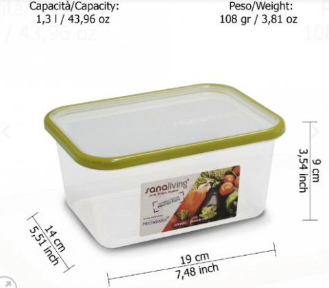 Cutie de conservare alimente 19x14x9 cm  1,3L - SanaLiving [2]