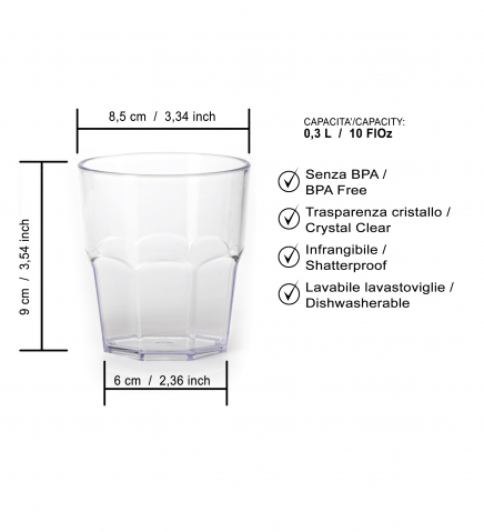 Pahar octogonal 0.30 L - WLK [3]