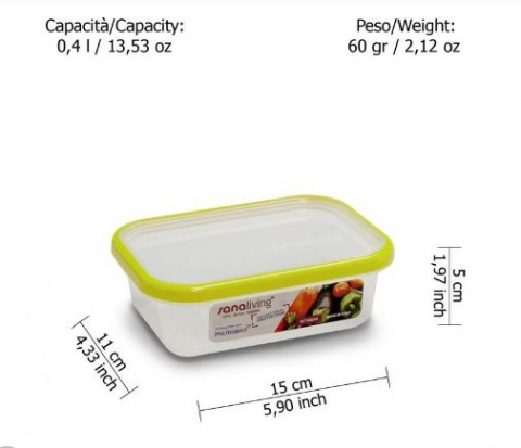 Set 3 cutii de conservare alimente 15x11x5-19x14x6,5-24x16,5x8 cm - culori asortate (fucsia-lime-violet)  - SanaLiving [6]