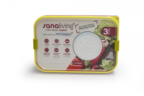 Set 3 cutii de conservare alimente 15x11x7,5 cm (fuchsia-lime-violet)  - SanaLiving [2]