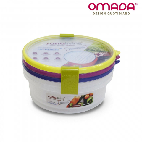 Set 3 cutii de conservare alimente d.18xh10,5 cm - culori asortate (fuchsia-lime-violet)  - SanaLiving [2]