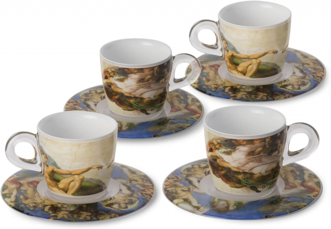 PlexArt - Set 4 cesti cafea cu farfurioare  - PLEXART