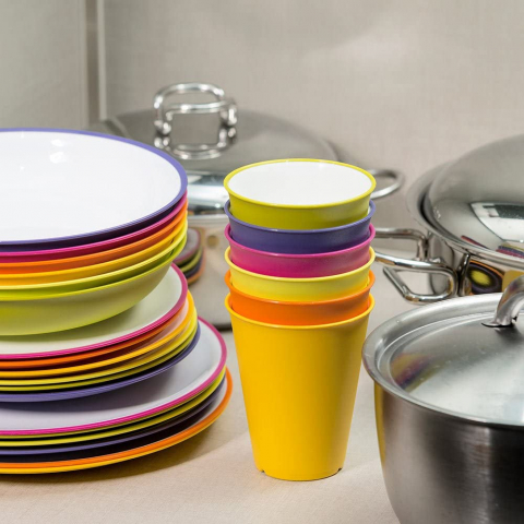 Set 4 pahare (cutie) culori asortate (portocaliu-galben-fucsia-verde)  - SanaLiving [10]