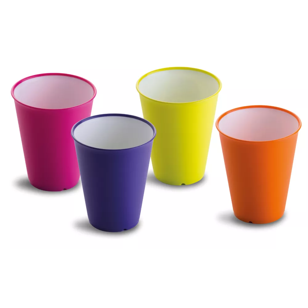 Set 4 pahare (cutie) culori asortate (portocaliu-galben-fucsia-verde)  - SanaLiving [1]