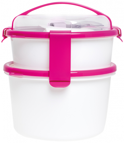 Sanaliving - Set cutie de prânz LADY cu toartă şi tacâmuri 19,5x18,5x20,5 cm (1L+1,6L) - SanaLiving