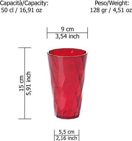 Set de 4 pahare ø9xh15 cm 50cl - DIAMOND [1]