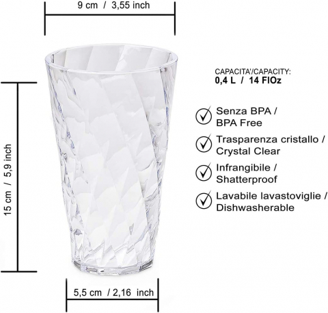 Set de 4 pahare ø9xh15 cm 50cl - DIAMOND [3]