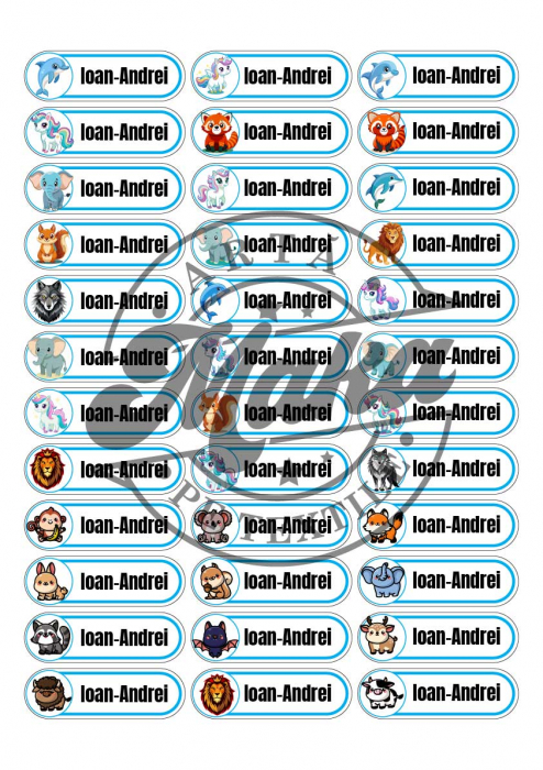 Set de 36 de stickere cu animale personalizate cu numele tău [1]