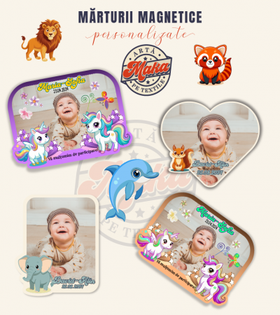Accesorii pentru botez mărturii și invitații - Mărturii botez magnetice personalizate