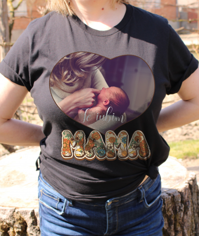 Tricouri personalizate - Tricou floral MAMA cu fotografie personalizat