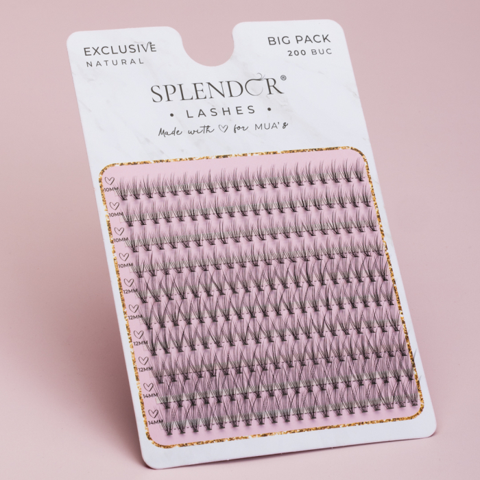 Gene False Smocuri SPLENDOR Exclusive Natural, Big Pack, Matase, Curbura C, 200 buc [2]