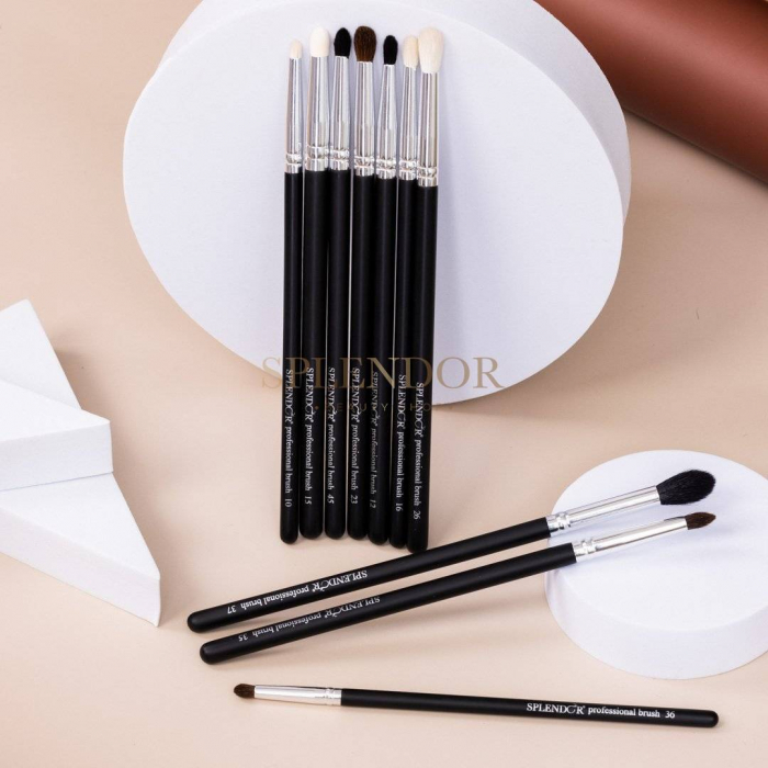 Set 10 Pensule Profesionale Blending SPLENDOR Pentru Machiaj Ochi, Par Veverita, Capra, Ponei, Sintetic + Borseta [2]